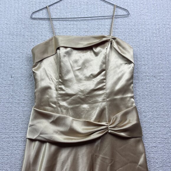 Vintage Aspeed Satin Gold Maxi Dress Women’s Size M Evening Gown Party Formal - Picture 2 of 12